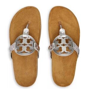 Tory Burch Silver and Tan Sandals